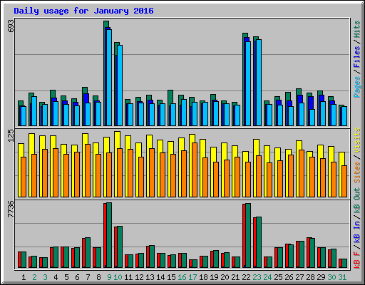 Daily usage for January 2016