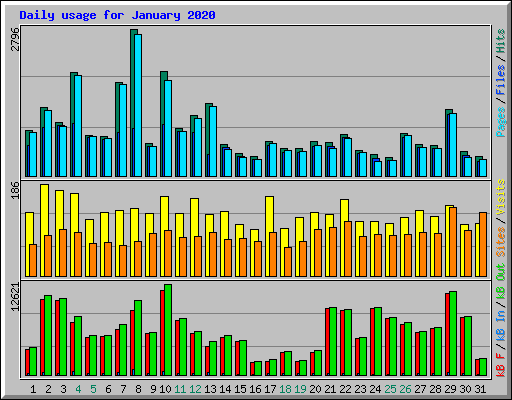 Daily usage for January 2020