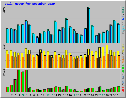 Daily usage for December 2020