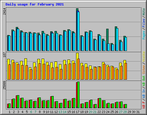 Daily usage for February 2021