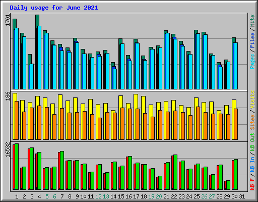 Daily usage for June 2021
