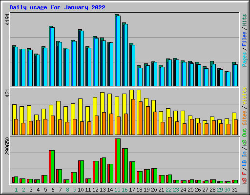 Daily usage for January 2022