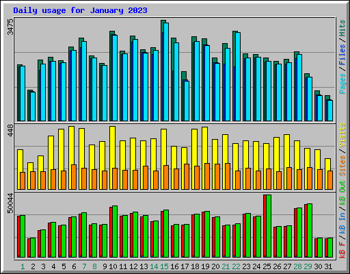 Daily usage for January 2023