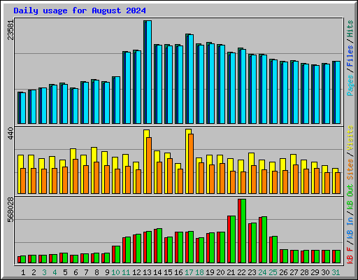 Daily usage for August 2024
