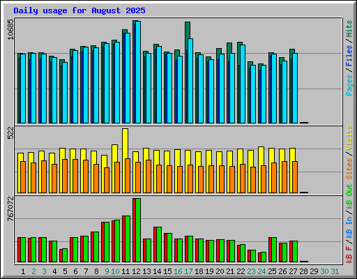 Daily usage for August 2025