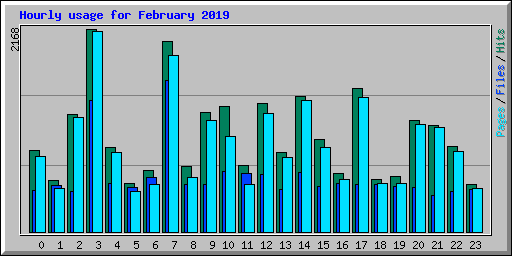 Hourly usage for February 2019