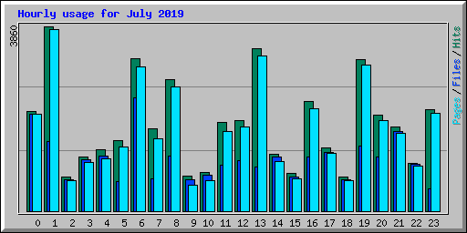 Hourly usage for July 2019
