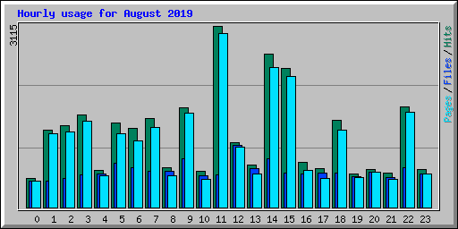 Hourly usage for August 2019