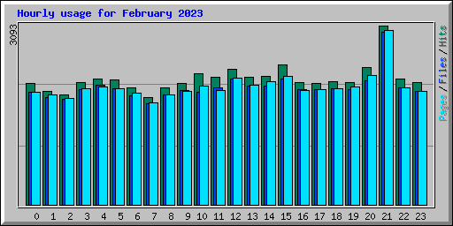 Hourly usage for February 2023